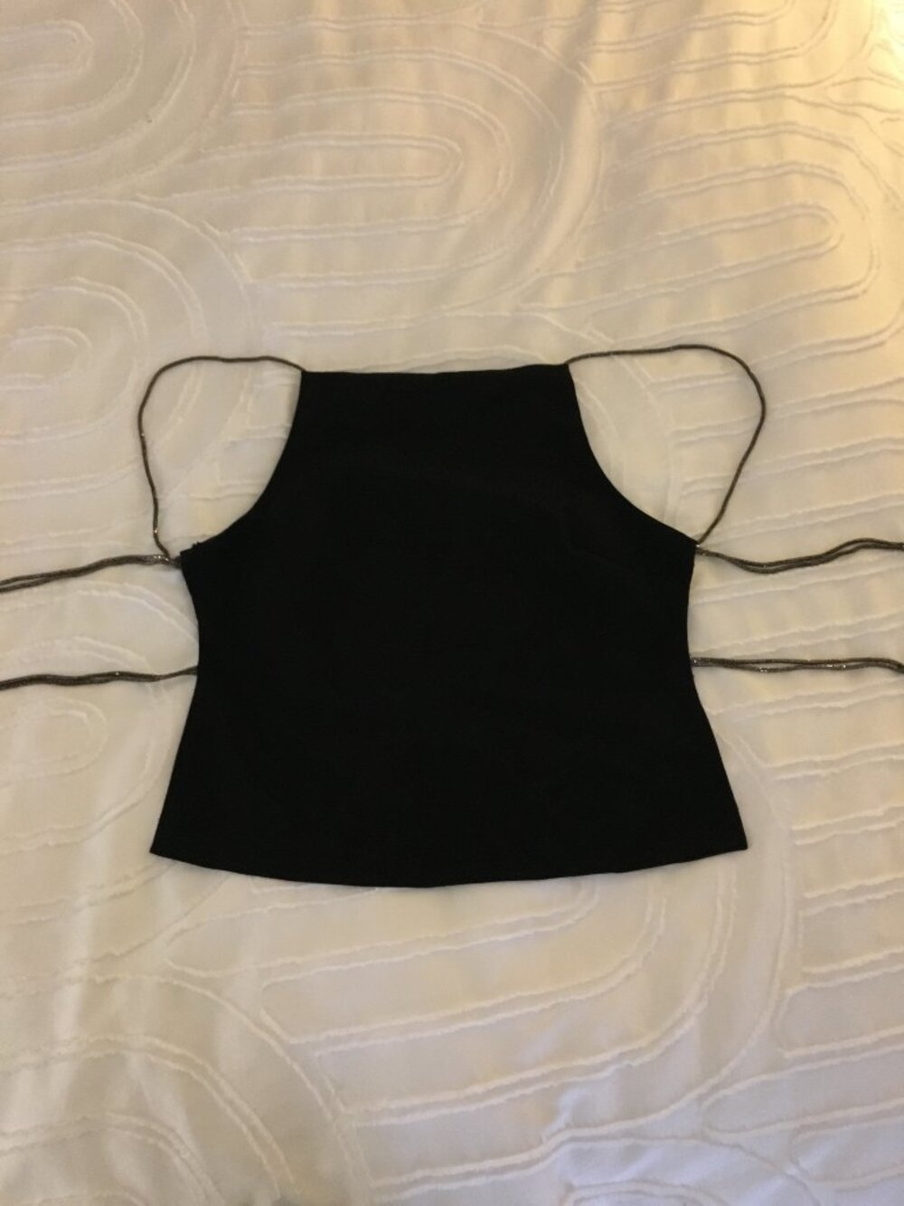 ZARA Black Backless Chrome-Strap Top
